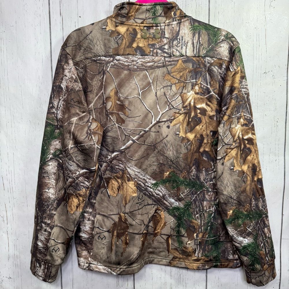Under Armour Camo Quarter Zip Fleece Pullover Realtree Hunting Jacket L Outdoor - Picture 13 of 16